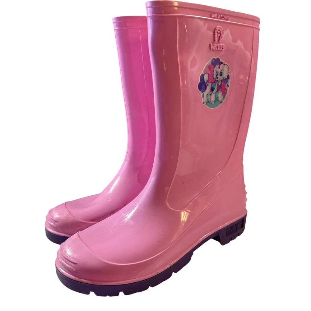Venus Kids Pink Rain Boots with Puppy Graphic Girls Size‎ 2.5